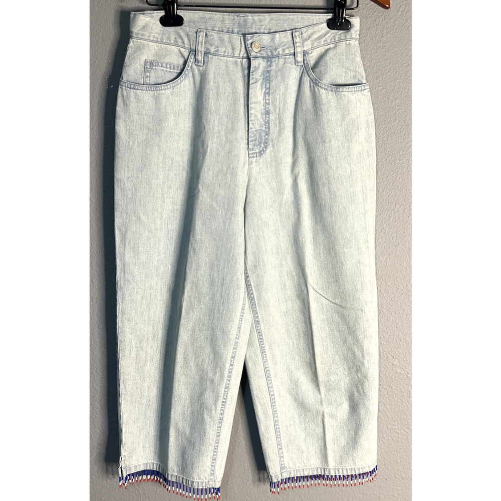 Telluride Clothing Co Size 6 Embellish Capri Jeans Hippie Chick Patriotic Beaded